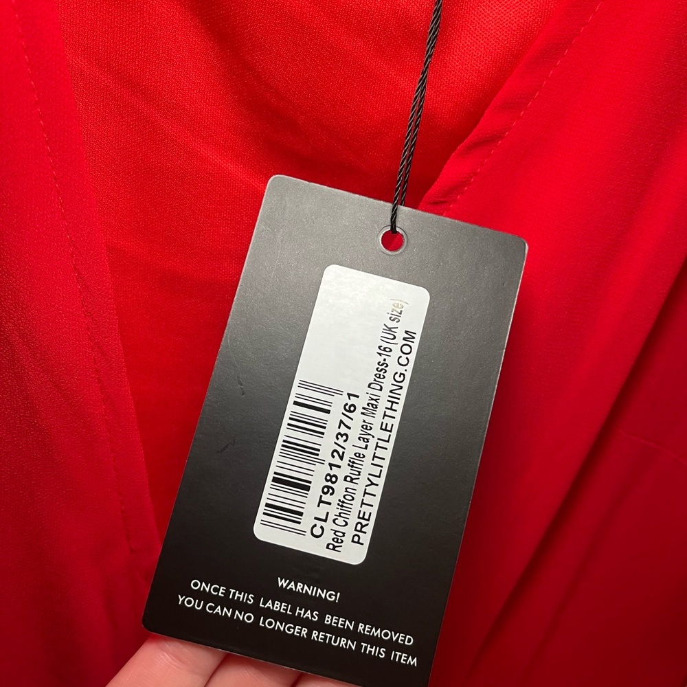 PrettyLittleThing Vibrant Red Ruffle Maxi Dress - Picture 3 of 8